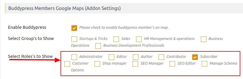 BuddyPress roles display settings