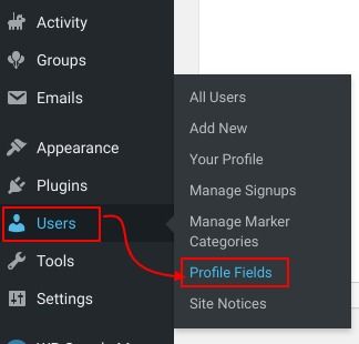 BuddyPress Profile Fields Menu