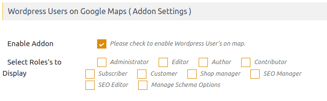 Enable WordPress Users on Google Maps Addon