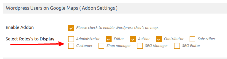 Select WordPress user roles to display