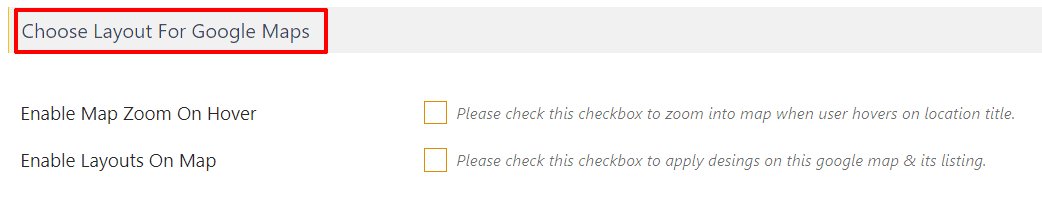 Choose Layout for Google Maps