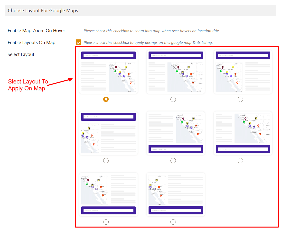 Select Google Maps Layout