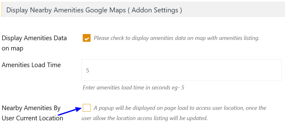 Enable Amenities by Current Location