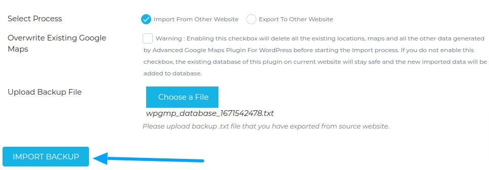 Import Google Maps Backup