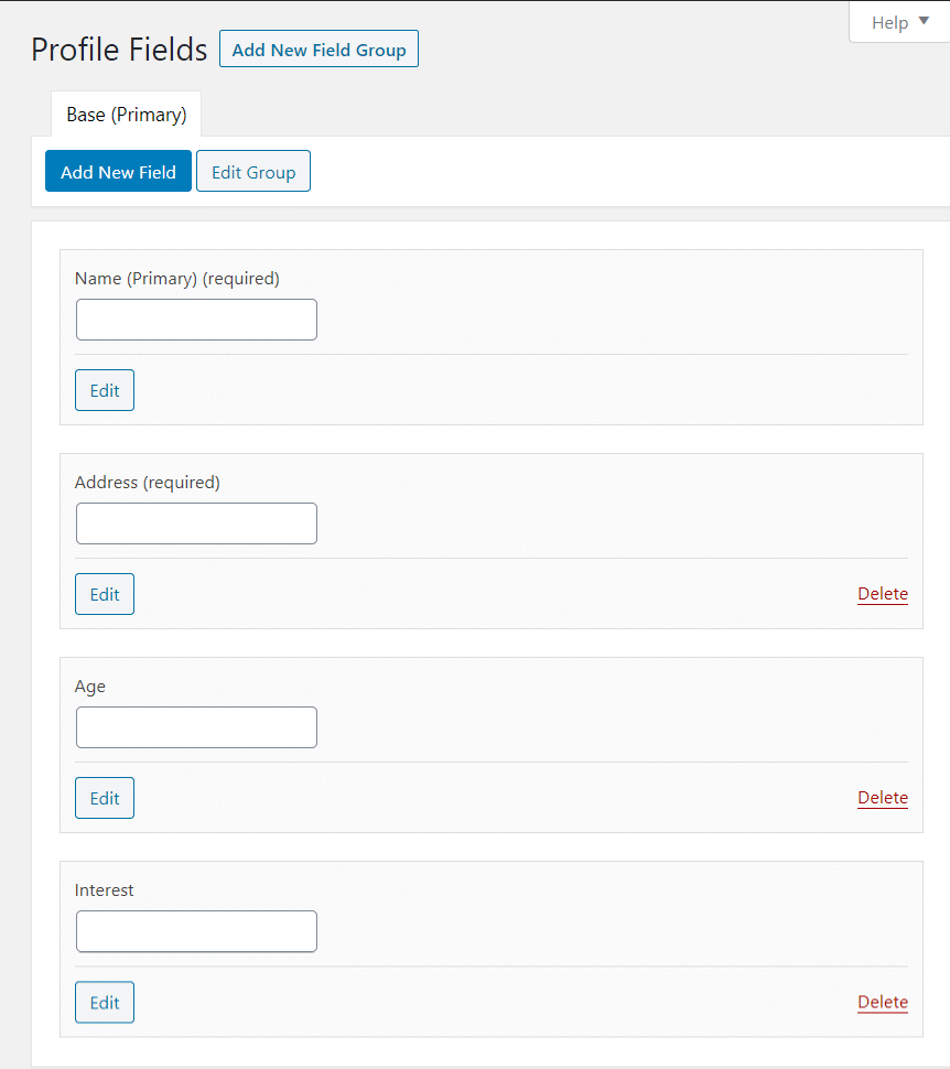 BuddyPress Profile Fields