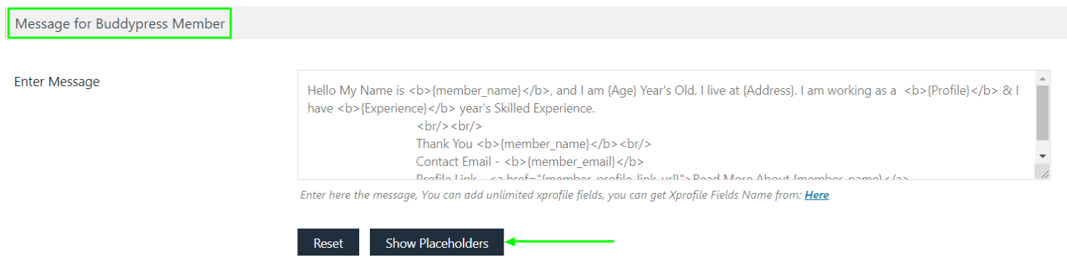 Show BuddyPress Placeholders