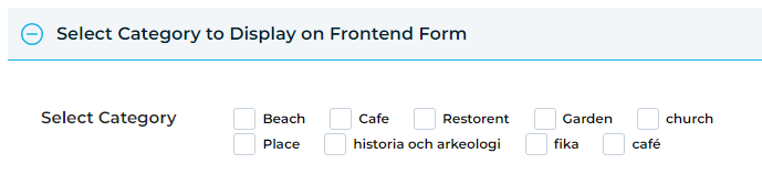 Select Categories for Frontend Form