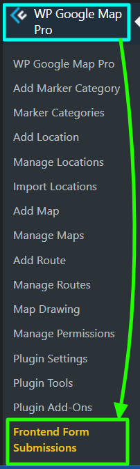 Frontend Form Submission Menu