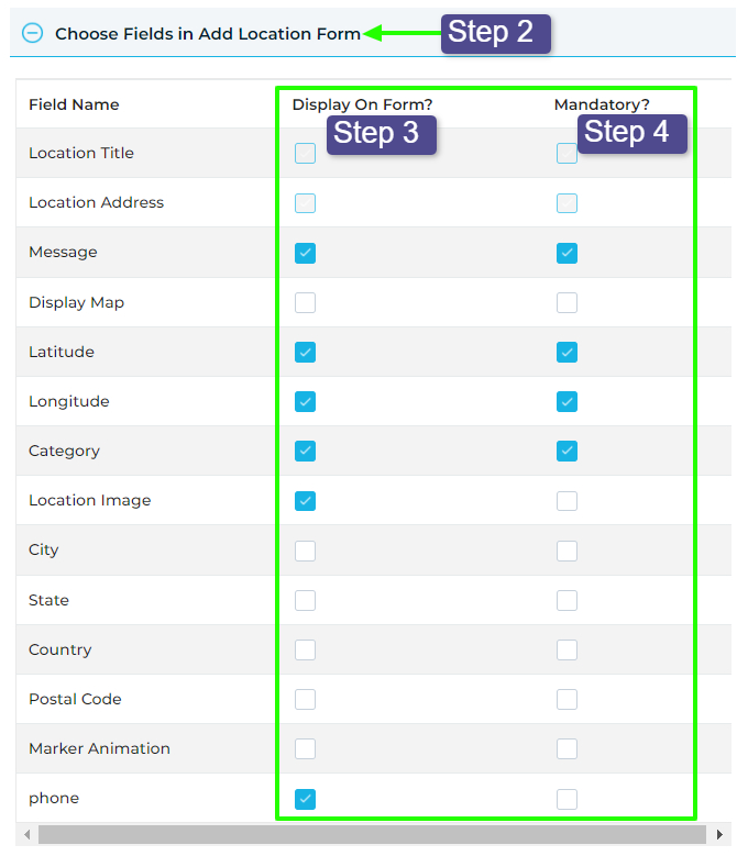 Select Fields for Frontend Form