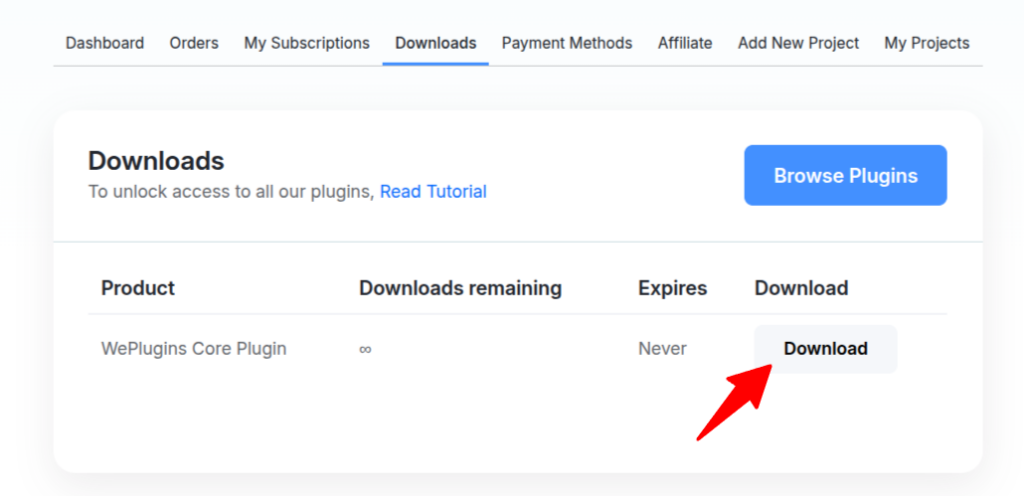 Download WePlugins Core Plugin