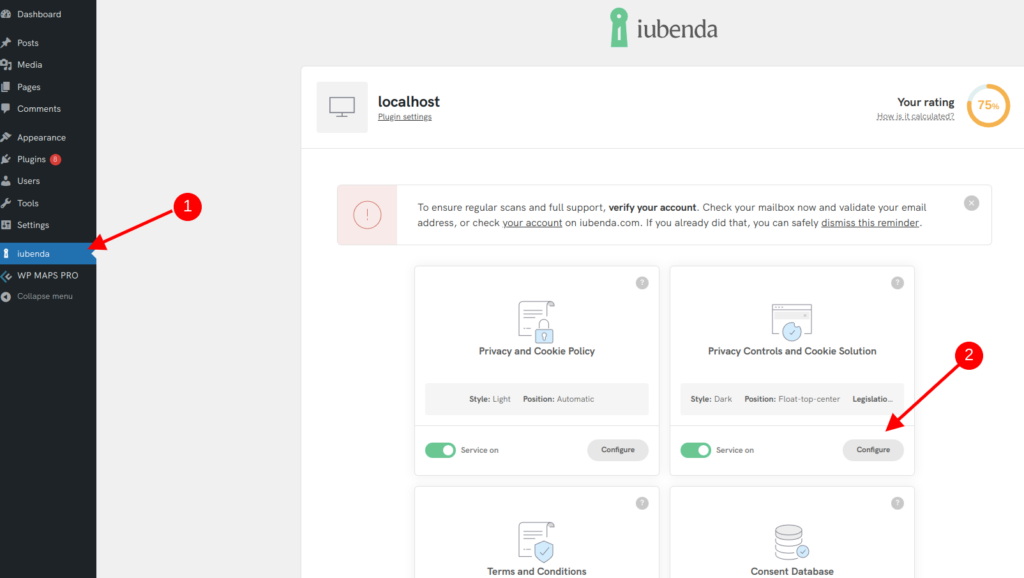iubenda cookies configuration