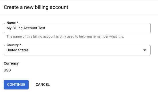 Create Billing Account Google Maps Console
