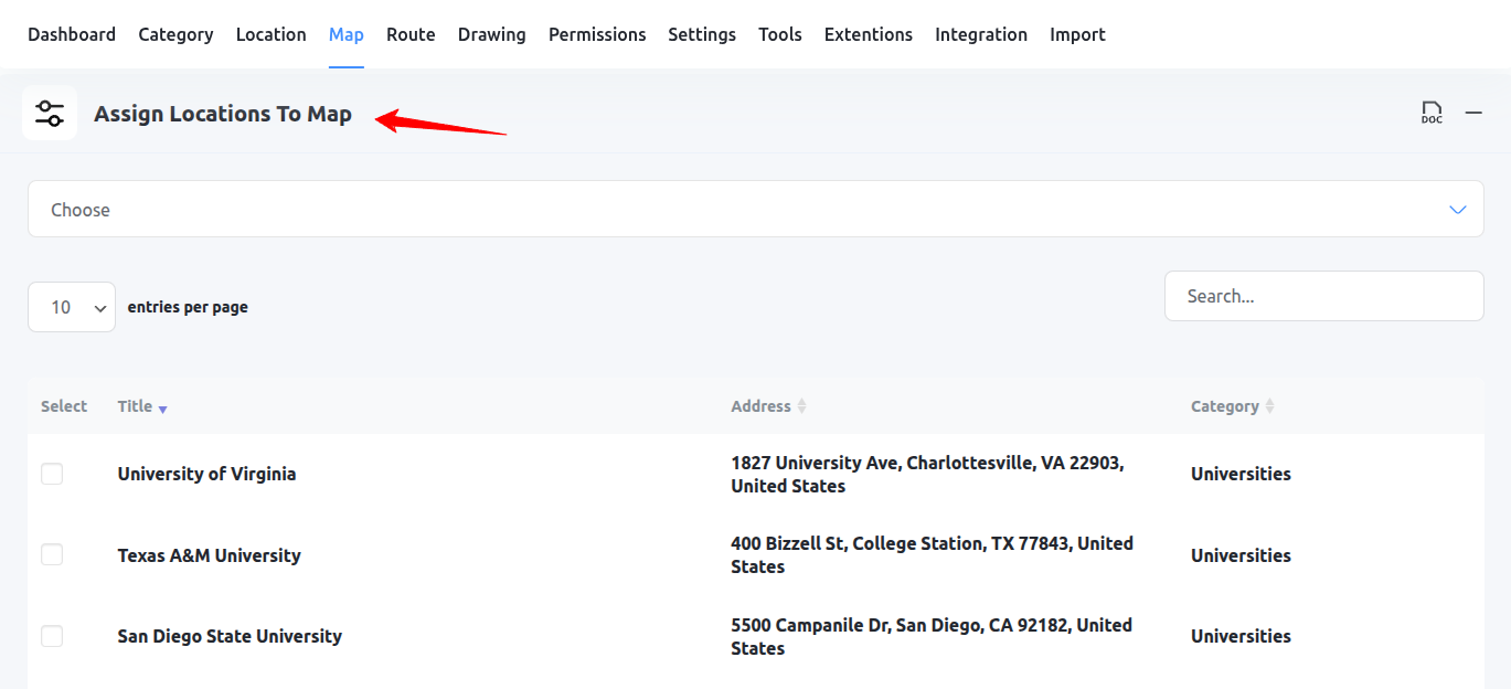 Assign Locations to Map