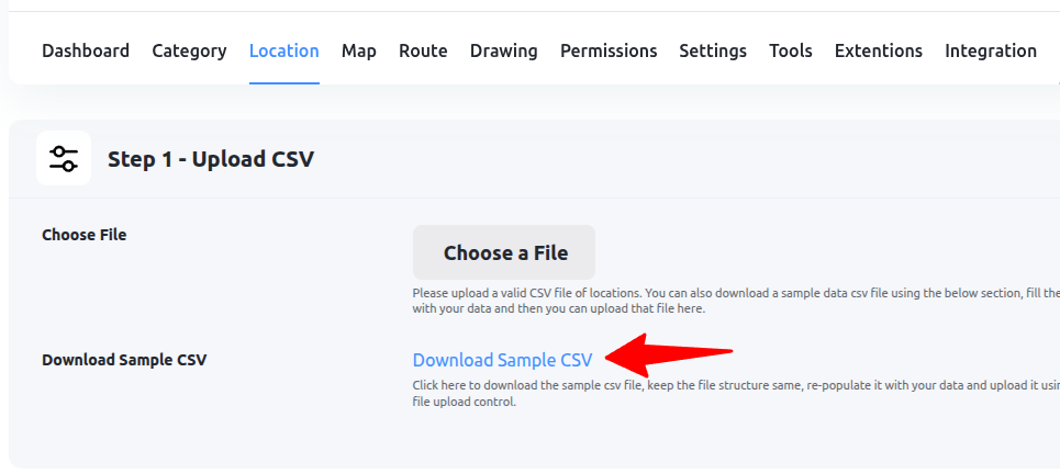 Download Sample CSV file for Bulk Import Locations