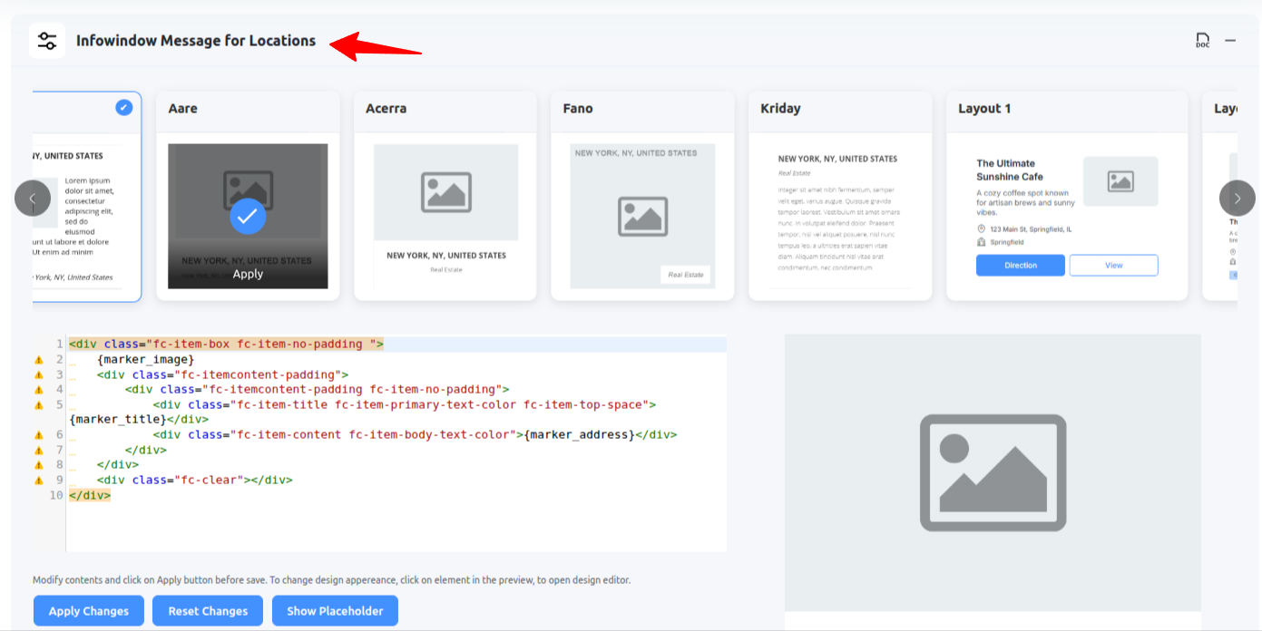 Customize Infowindow Message for Location