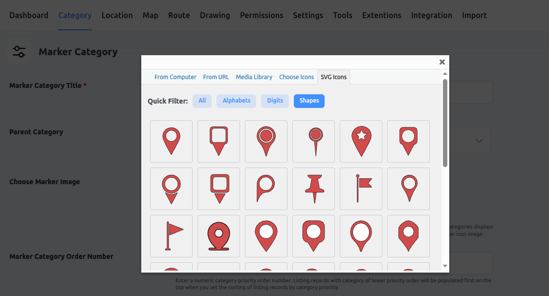 Unique Marker Category Icons Collection