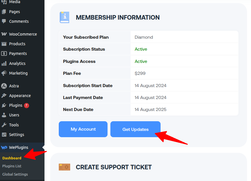 Get Updates from WePlugins