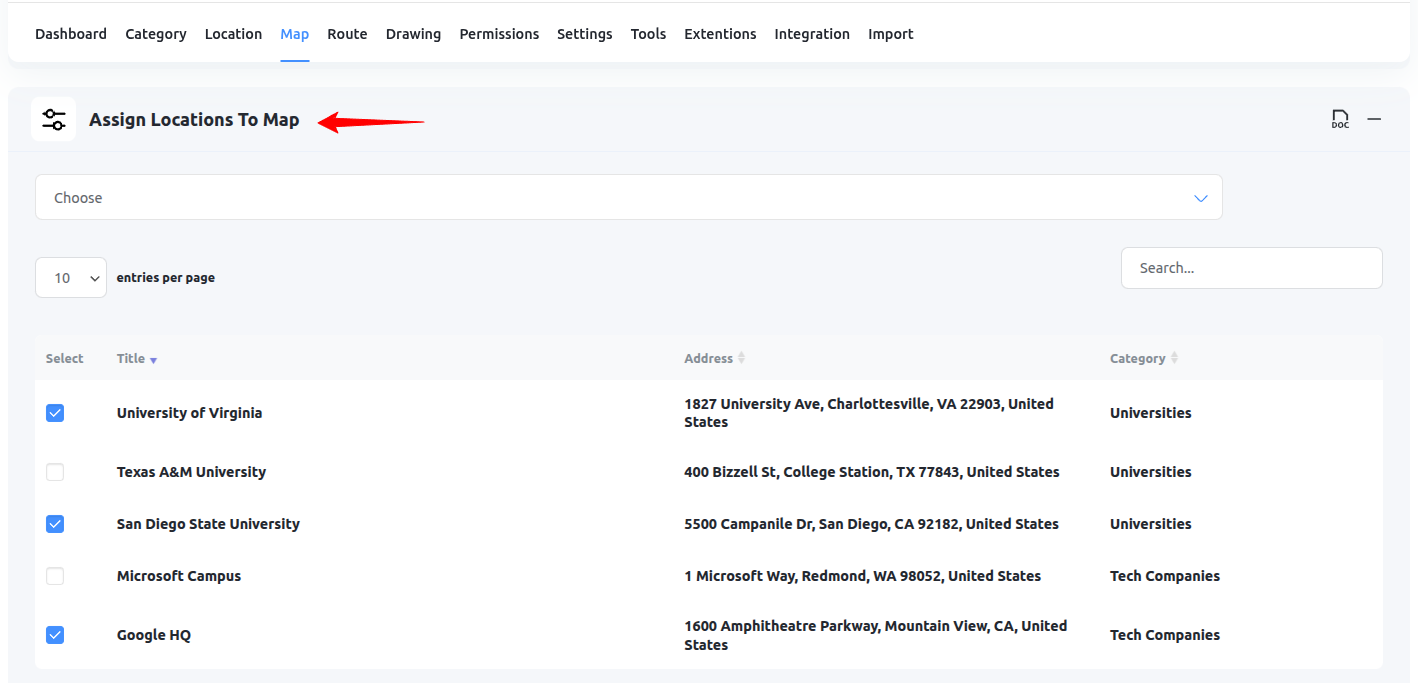 Assign Locations to Map
